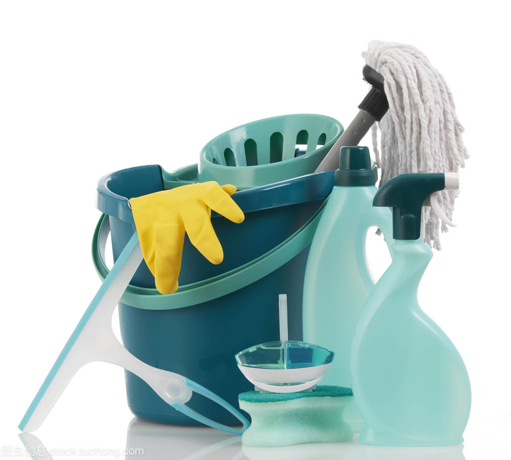 在白色的清潔產品